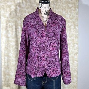 Requirements- Purple Paisley print. Jacket/blazer . Soft and stretchy!